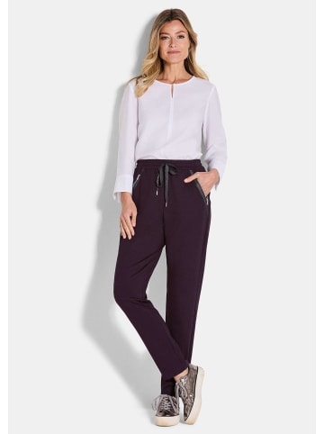 GOLDNER Elegante Joggpants SARA, hoher Bund in aubergine
