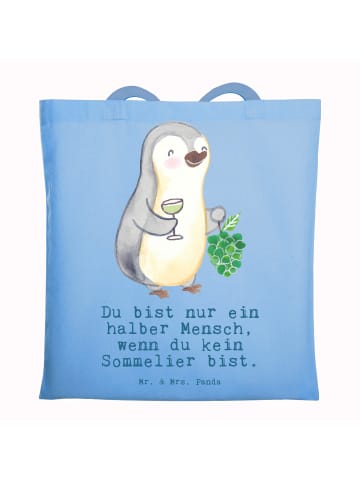 Mr. & Mrs. Panda Tote Bag Sommelier Herz mit Spruch in Sky Blue