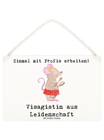 Mr. & Mrs. Panda Deko Schild Visagistin Leidenschaft mit Spruch in Weiß