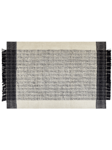 Beliani Geflochtener Teppich KETENLI in Weiß/Schwarz - (W) 140 x (H) 1.5 x (L) 200 cm