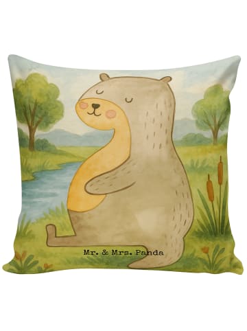 Mr. & Mrs. Panda Kopfkissen Otter Bauch Design ohne Spruch in Weiß