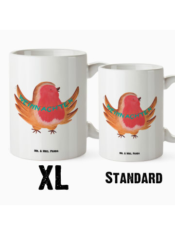 Mr. & Mrs. Panda Große Teetasse Rotkehlchen Weihnachten ohne Spruch in Weiß