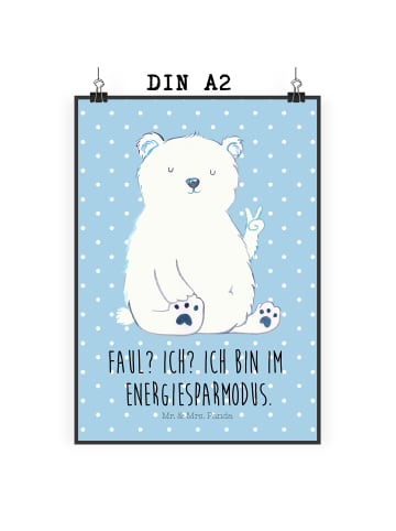 Mr. & Mrs. Panda wanddeko Eisbär Faul mit Spruch in Blau Pastell