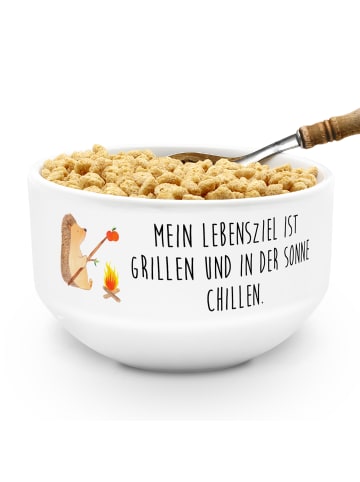 Mr. & Mrs. Panda Obstschale Igel Grillen mit Spruch in Weiß