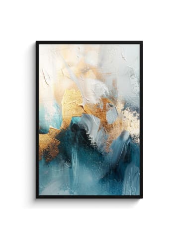 MuchoWow Poster mit Leiste Abstrakte Kunst gold blau  (BxH)
