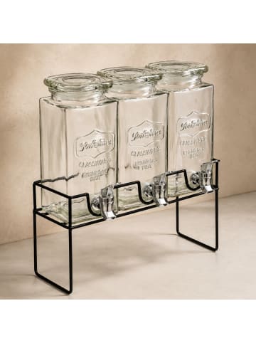 Secret de Gourmet Glasbehälter für Getränke und Limonade mit Zapfhahn in Transparent
