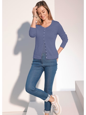 GOLDNER Strickset Figurnahes Twin-Set aus Pima-Baumwolle in schieferblau