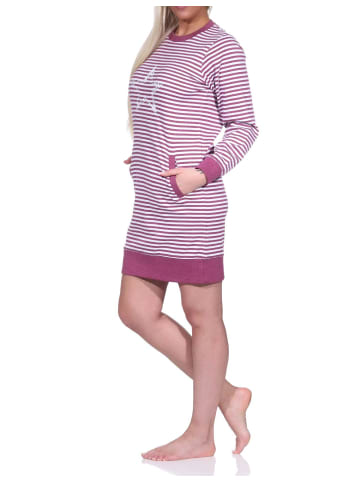 NORMANN Nachthemd langarm Bündchen und Sternen - 76452 in beere