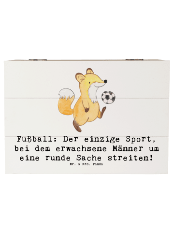 Mr. & Mrs. Panda Holzkiste Fußballspiel mit Spruch in Weiß
