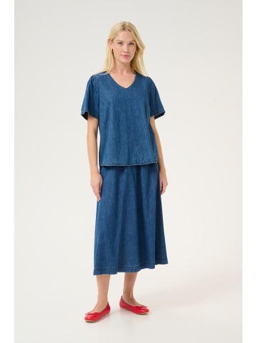 CULTURE Kurzarm-Bluse CUlivie Relaxed fit in Dark Blue Wash