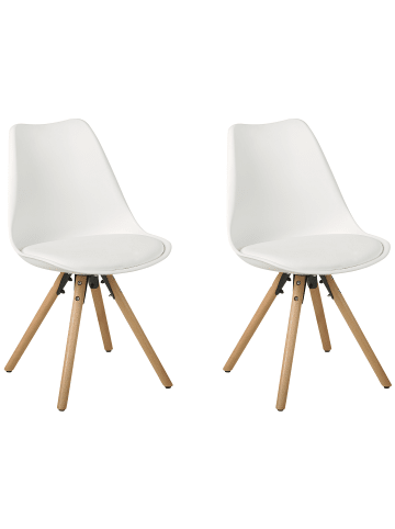 Beliani 2er-Set Esszimmerstuhl DAKOTA in Weiß/Braun