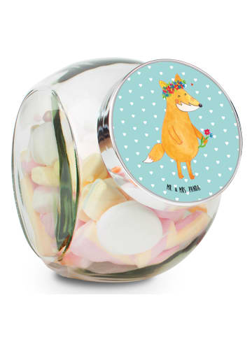 Mr. & Mrs. Panda Bonbonglas Fuchs Blumen ohne Spruch in Türkis Pastell
