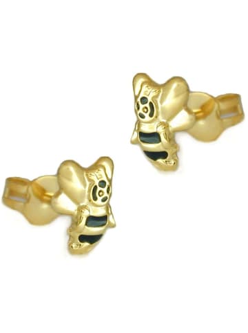 Gallay Ohrstecker Ohrring 7x6mm Biene schwarz lackiert 9Kt GOLD in gold