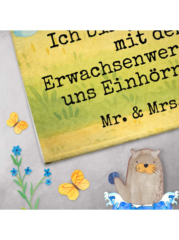 Mr. & Mrs. Panda Mini-Handtuch Einhorn Pupsen Design mit Spruch in Weiß
