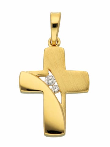 Adeliás 333 Gold Kreuz Anhänger mit Zirkonia in gold