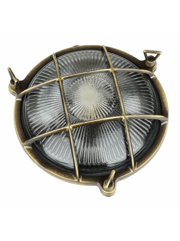 Licht-Erlebnisse Außen Wandlampe Ø 21 x (H)21 cm in Messing Antik