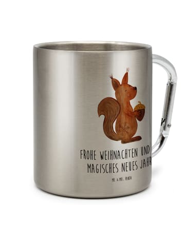 Mr. & Mrs. Panda Teetasse Eichhörnchen Weihnachtszeit mit Spruch in Silber