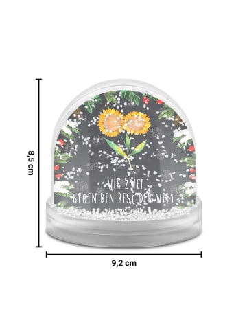 Mr. & Mrs. Panda Schneekugel Blume Sonnenblume mit Spruch in Kreidetafel