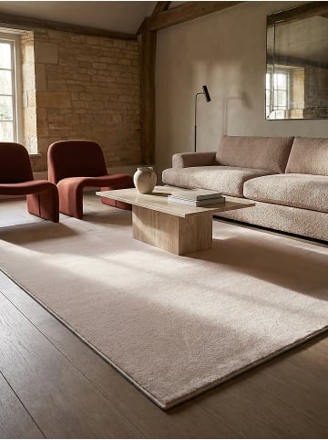 KADIMA DESIGN Kurzflorteppich Uni Antirutsch pflegeleicht Wohnzimmer Schlafzimmer in Beige
