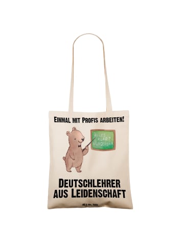 Mr. & Mrs. Panda Tragetasche Deutschlehrer Leidenschaft mit Spruch in Creme