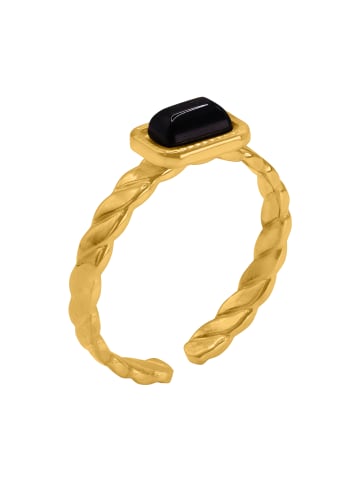 Steel_Art Ring mit schwarzen Stein Damen Norba goldfarben in Goldfarben