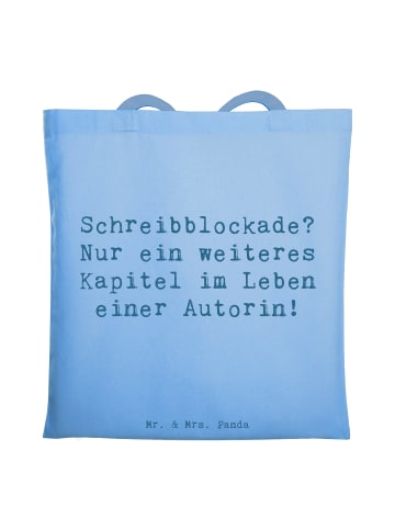 Mr. & Mrs. Panda Shopping Tasche Spruch Autorin Kapitel mit Spruch in Sky Blue