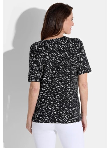 GOLDNER Kurzgröße:  Viskoseshirt mit Tupfen-Design in schwarz / weiß / gemustert