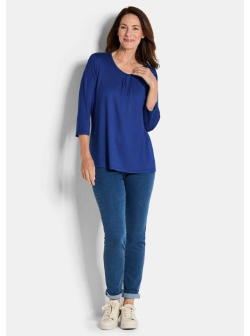 GOLDNER Blusenshirt Viskose-Oberteil mit Halbarm in royalblau