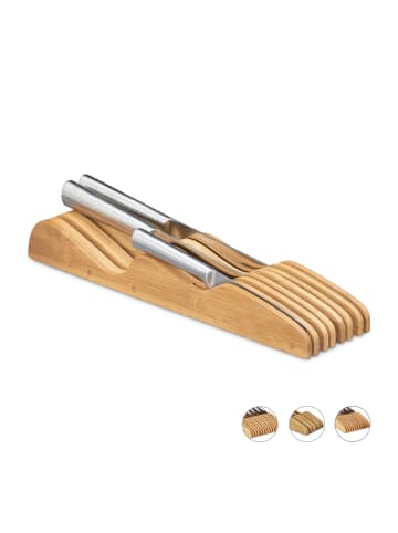 relaxdays Messerblock in Natur - (B)9,5 x (H)5 x (T) 40 cm