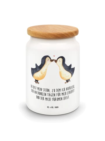 Mr. & Mrs. Panda Keksdose Pinguin Liebe mit Spruch in Weiß
