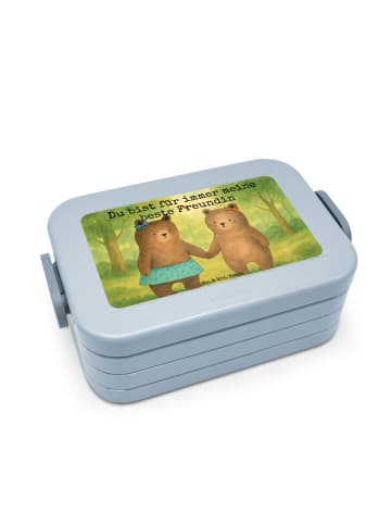 Mr. & Mrs. Panda Lunch Box Bär Freundin Design mit Spruch in Blau Pastell