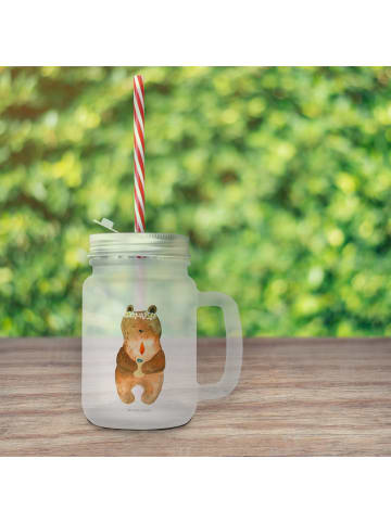 Mr. & Mrs. Panda Trinkglas Mason Jar Bär Kommunion ohne Spruch in Transparent
