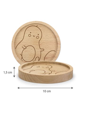 Mr. & Mrs. Panda Untersetzer Holz Avocado Kern rollt ohne Spruch in Transparent
