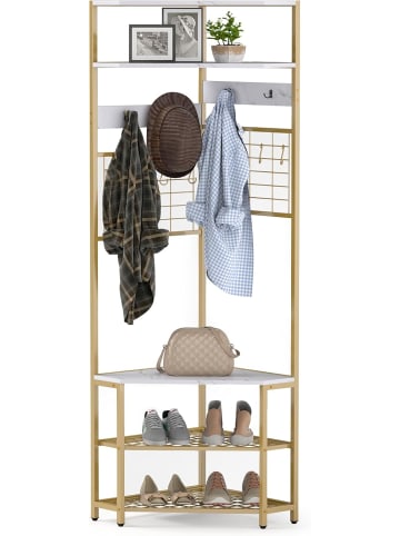 COSTWAY 180CM Garderobenständer Eck in Gold