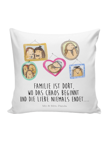 Mr. & Mrs. Panda couch kissen Igel Familie mit Spruch in Weiß