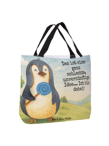 Mr. & Mrs. Panda Strandtasche Pinguin Lolli Design mit Spruch in Weiß