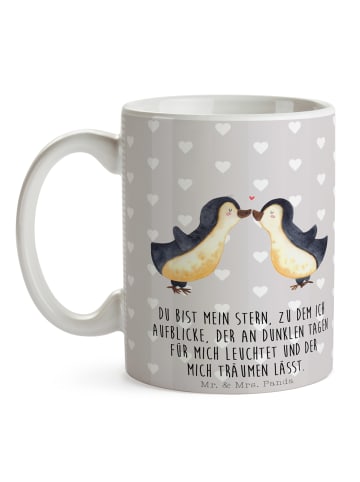 Mr. & Mrs. Panda Kaffeetasse Pinguin Liebe mit Spruch in Grau Pastell