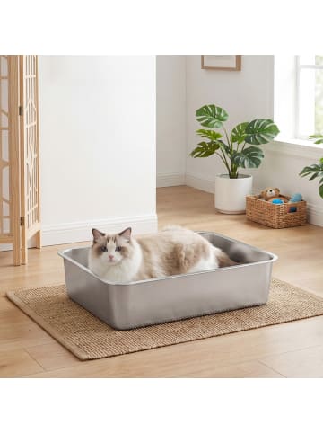 Feandrea Katzentoilette Boxal in Silbern - (B)50 x (H)15 x (T)35 cm