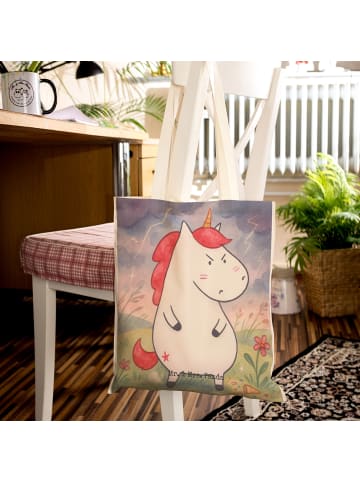 Mr. & Mrs. Panda Tote Bag Einhorn Wut Design ohne Spruch in Weiß