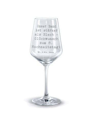 Mr. & Mrs. Panda Weinglas Spruch 8. Hochzeitstag Blechhochzeit m... in Transparent