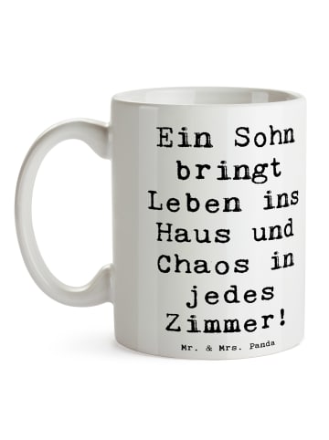 Mr. & Mrs. Panda Tasse Lebhafter Sohn mit Spruch in Weiß