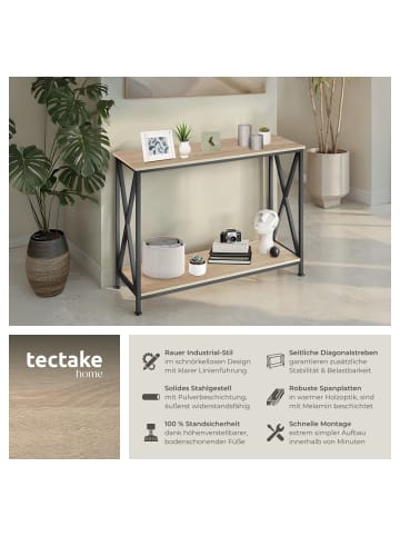 tectake Flurtisch, 100 x 35 x 80,5 cm, mit 2 Ablagen und seitlichen X-Streben