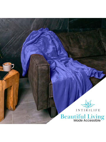 Intirilife Weiche Kuscheldecke 200 x 150 cm in NACHT BLAU