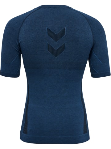 Hummel Hummel T-Shirt Hmlte Training Herren Atmungsaktiv Feuchtigkeitsabsorbierenden Nahtlosen in INSIGNIA BLUE/BLACK MELANGE