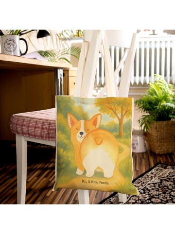 Mr. & Mrs. Panda Strandtasche Corgi Po Design ohne Spruch in Weiß