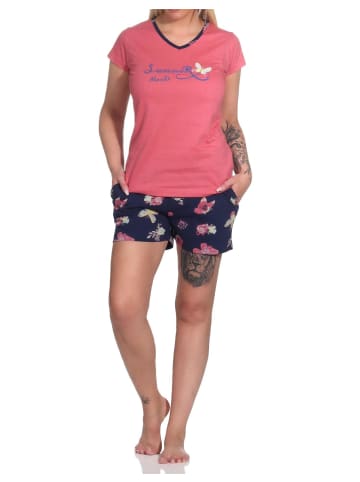 NORMANN kurzarm Shorty Schlafanzug Schmetterling - 79048 in rot