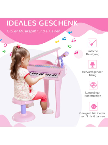 HOMCOM Keyboard Kinder mit 37 Tasten Rosa