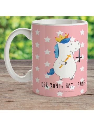 Mr. & Mrs. Panda Haferl Einhorn König mit Schwert mit Spruch in Rot Pastell