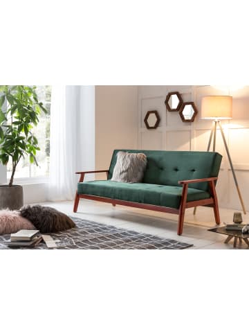 SalesFever Sofa 3-Sitzer mit Relax- und Schlaffunktion und Bezug aus Samt in Tannengrün