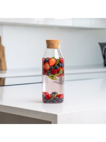 relaxdays 2 x Glaskaraffe in Transparent/ Natur - 1200 ml